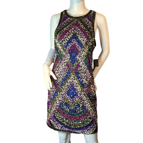 NWT Aidan Mattox crew-neck sequin mini dress SZ 12 - Picture 2 of 3